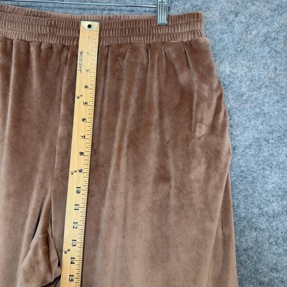 Skims Velour Wide Leg Pants Womens XL Pull on Baggy Brown Velvet *read* - Picture 7 of 16